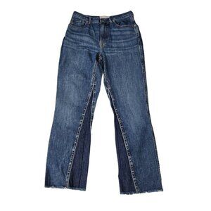 Everlane The Cheeky Bootcut Jeans 27 Blue High-Rise Raw Hem‎ Boho Stretch